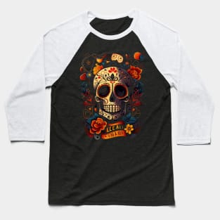 Skull with flowers Baseball T-Shirt